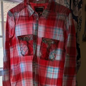 Red lightweight plaid shirt